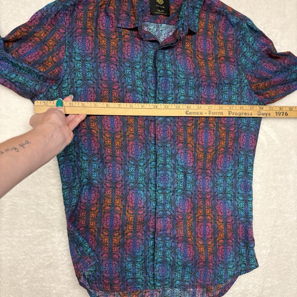 YELLOW Clothing Bangladesh multicolored floral striped long sleeve button down M - Picture 6 of 12